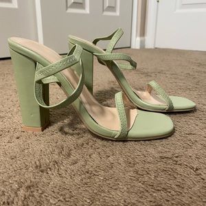 Mint Green Chunky Strappy Heels
